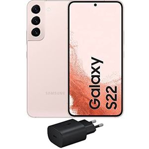 Samsung Galaxy S22 5G, inclusief oplader, Android smartphone zonder simkaart, 256 GB, display 6,1 inch¹ Dynamic AMOLED 2X, 4 camera's, Pink Gold 2022 [Italiaanse versie]