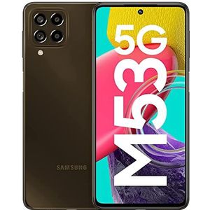 Samsung Galaxy M53 5G, Android-smartphone, 6,7-inch Infinity-O TFT-scherm, 5.000 mAh-batterij, 6 GB RAM, 128 GB opslag, dubbele simkaart, bruin