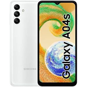 Samsung Galaxy A04s Smartphone Android 6,5 inch Infinity-V HD + display, 4 GB RAM en 128 GB intern geheugen, uitbreidbaar, 5000 mAh accu, geniaal wit