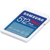 Samsung PRO Plus SD-geheugenkaart, 512GB, UHS-I U3, Full HD & 4K UHD, 180 MB/s lezen, 130 MB/s schrijven, voor spiegelreflexcamera's en systeemcamera's, MB-SD512S/EU