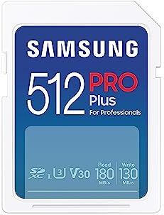 Samsung PRO Plus – SD kaart 512 GB – 180 & 130 MB/s – Geheugenkaart camera