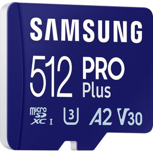 SAMSUNG PRO Plus Memorie Micro SD-kaart MB-MD512SB 512GB UHS-I U3 tot 180MB/s incl. USB-kaartlezer