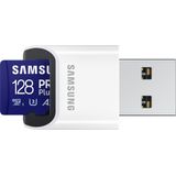 Samsung PRO Plus microSD-Karte + USB-Kartenleser, 128 GB, Für Mobile Gaming auf Smartphones, Tablet und Handheld Konsolen, UHS-I U3, Full HD & 4K UHD, 180 MB/s Lesen, 130 MB/s Schreiben, MB-MD128SB/WW
