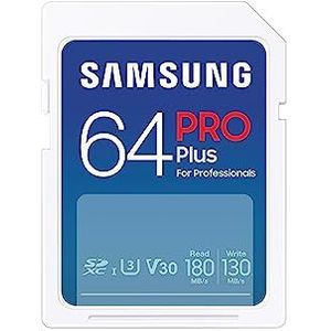 Samsung PRO Plus – SD kaart 64 GB – 180 & 130 MB/s – Geheugenkaart camera