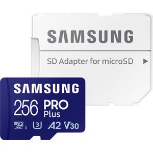 Samsung PRO Plus - Micro SD Kaart - Inclusief SD Adapter - 180 & 130 MB/s - 256 GB