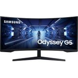 Samsung Odyssey G5 - G55T 34 inch 165Hz, C34G55TW, UWQHD 3440x1440, 165Hz, VA 1ms MPRT, 1000R, 250cd/m2, 2500:1, kantelbaar, DisplayPort-kabel