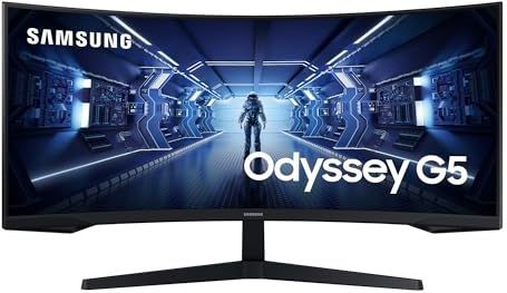Samsung Gaming Monitor G5 C34G55TWWP, 34 Zoll, VA-Panel, UWQHD-Auflösung, AMD FreeSync Premium, Krümmung 1000R, Bildwiederholrate 165 Hz, Reaktionszeit 1 ms (MPRT), schwarz
