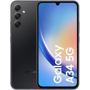 SAMSUNG SM-A346BZKEEUE Galaxy A34 5G Android Smartphone Display FHD+ Super AMOLED 6 6 inch 8 GB RAM en 256 GB uitbreidbaar intern geheugen batterij 5.000 mAh Awesome Graphite Italiaanse versie Zwart