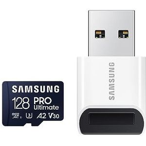 Samsung PRO Ultimate microSD-Karte + USB-Kartenleser, 128 GB, Für Smartphones, Drohne und Action-Cam , UHS-I U3, 200 MB/s Lesen, 130 MB/s Schreiben,‎ MB-MY128SB/WW
