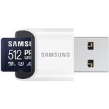 SAMSUNG PRO Ultimate microSD-geheugenkaart, 512 GB, UHS-I U3, 200 MB/s lezen, 130 MB/s schrijven, incl. USB-kaartlezer, voor smartphone, drone of action cam