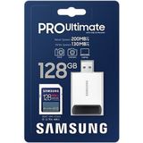 Samsung PRO Ultimate - SD Kaart met Kaartlezer - Geheugenkaart Camera - 200 & 130 MB/s - 128 GB