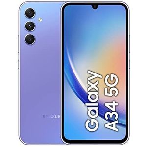 Samsung Galaxy A34 5G, Android Smartphone, 6,6 inch Dynamic AMOLED-display, 5.000 mAh accu, 128 GB/6 GB RAM mobiele telefoon in Awesome Violet