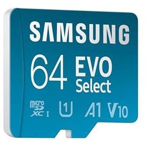 Samsung EVO Select (2024) microSD-geheugenkaart + SD-adapter 64 GB voor UHS-I U3 4K UHD Full HD 160MB/s MB-ME64SA/EU smartphone en tablet