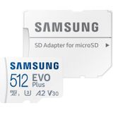Samsung EVO Plus microSD-kaart Retail 512 GB UHS-I, v30 Video Speed Class, A2 Application Performance Class Incl. SD-adapter