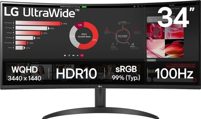 34" LG UltraWide 34WR50QK-B - 3440x1440 (UWQHD) - 100Hz - VA - Curved