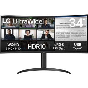 LG 34WR55QK-B - QHD Curved Ultrawide Monitor - USB-C 65w - 34 inch