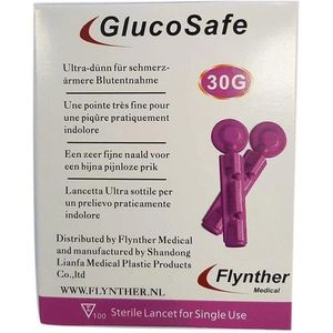 GlucoSafe 30G lancetten (100 stuks) bloedglucose meten