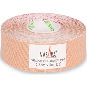 Nasara Kinesio tape - Beige | Huidvriendelijk | 2,5 cm | Extra smal