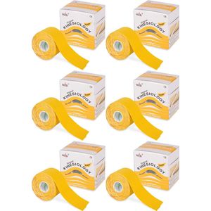 Nasara Kinesio tape - Geel | 6 st | Huidvriendelijk | Sporttape