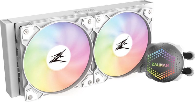 Zalman ALPHA28 White CPU Liquid Cooler 280mm Radiator 2 x 140 mm Fan ARGB pump Dual Processor Kit voor vloeistofkoeling 14 cm Wit