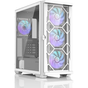Zalman Z10 Duo wit - ATX Mid-Tower Case/ Pre-installed fan: 3x 120mm(Front), 1x 120mm(Rear)/ T/G Side Panel, Mesh en Glas Front Panel/ Dust Filter at Front/ 1x USB Type-C applied/ GPU Support Brace Included/ Dimension : 481 x 220 x 488 (H)mm