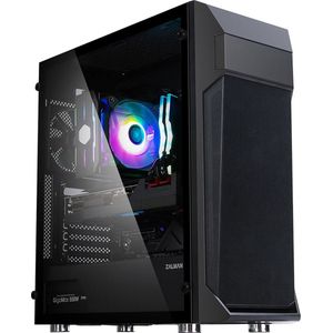 Zalman Z1 Plus ATX Mid Tower PC Case Pre-installed 2 x 120mm blue LED fan in front 1 Midi Tower Zwart