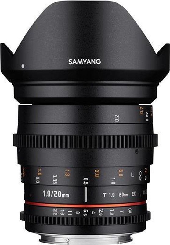 SAMYANG 13020T1.9M 20mm T1.9 VDSLR ED AS UMC Lens - Zwart - Handmatig Focusserend
