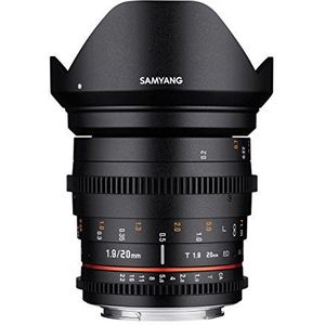 Samyang 20mm T1.9 ED AS UMC - Sony E (Sony E, APS-C / DX, Volledig formaat), Objectief, Zwart