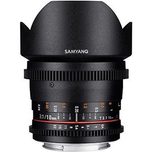 Samyang 10 mm T3.1 ED AS NCS VDSLR lens, zwart
