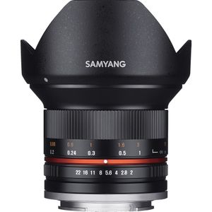 Samyang 1220502101 12 mm F2.0 handmatige scherpstellens voor Canon M - zwart