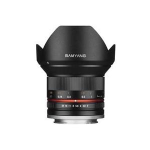 Samyang 12/2,2 lens video APS-C MFT handmatige focus videoobjectief 0,8 tandwiel Gear, groothoeklens zwart