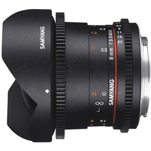 Samyang 8mm T3.8 CSII VDSLR II Canon M (Canon EF-M, APS-C / DX), Objectief, Zwart