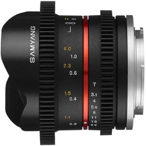 Samyang 8 mm T3.1 VDSLR handmatige focus videolens voor Sony-E