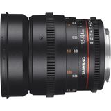 Samyang 24/1,5 objectief video DSLR II Canon EF handmatige focus, videoobjectief 0,8 tandkrans gear, groothoeklens zwart