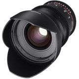 Samyang 24/1,5 objectief video DSLR II Canon EF handmatige focus, videoobjectief 0,8 tandkrans gear, groothoeklens zwart