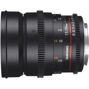 Samyang 24mm T1.5 VDSLR II Fuji X (Fujifilm X, Volledig formaat), Objectief, Zwart