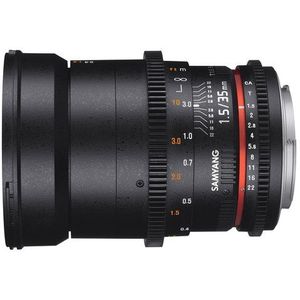 SAMYANG 7810 35/1,5 lens video DSLR II Canon EF handmatige focus videolens 0,8 tandwiel Gear, groothoeklens zwart