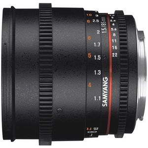 Samyang 85 mm T1.5 VDSLR II Handmatige Focus Videolens voor Sony E-Mount Camera, 7817