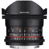 Samyang 12mm T3.1 VDSLR Sony A SLR Brede vis-oog lens Zwart - cameralenzen (SLR, Brede vis-eye lens, 12/8, Handmatig, Sony A, Zwart)