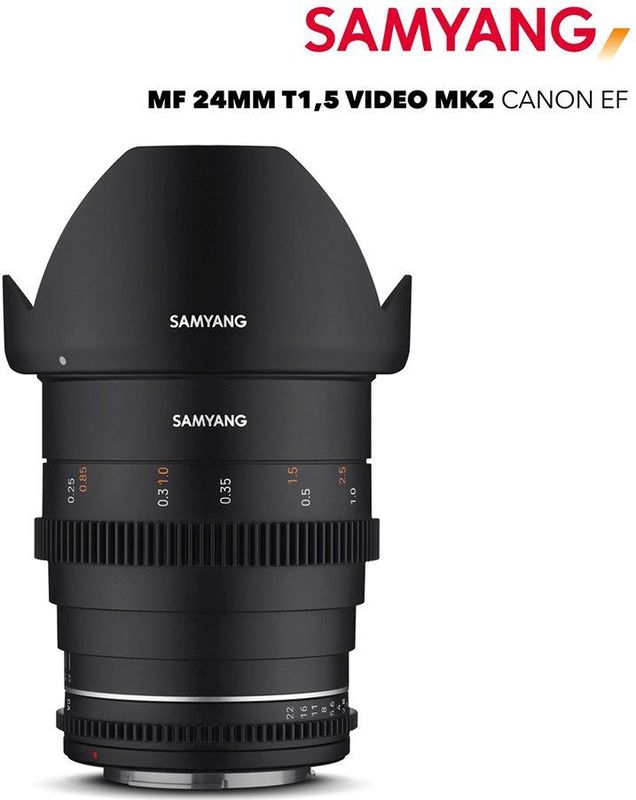 Samyang - MF 24mm T1,5 VDSLR MK2 - Objectief - Zwart - Canon EF