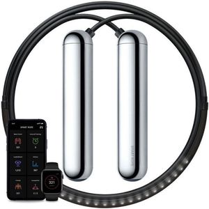 SmartRope LED Chrome - Springtouw met Mobiele App - Fitness springtouw met teller - Verstelbaar springtouw - Touwtje springen - Skipping rope - Touwtje springen - Fitness - Boksen - Krachttraining - Crossfit - Maat M