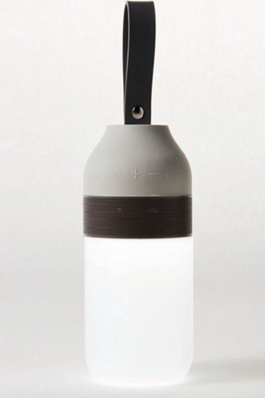 POUT EARS2 Draagbare LED Lantaarn met Bluetooth-luidspreker - Waterbestendig - Elegant Ontwerp - Grap and Go-concept - Grijs