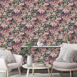 DUTCH-WALLCOVERINGS-Behang-Floral-paars