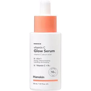 HANSKIN Vitamin C Glow Serum - 30ml - 4-in-1: Toning, Radiance-Boosting, Hydrating, Skin-Boosting - Ascorbic Acid 10% - Vitamin B12 to Illuminate Dull Skin - Glowy Skin - Stralende Huid - Korean Skin Treatment - Reduces Dark Spots - Hyperpigmentatie