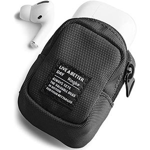 Ringke Mini-tas compatibel met AirPods 3, AirPods Pro, AirPods, Samsung Buds 3, Buds Live, Mini Pouch, accessoires, nylon, stof, kleine tas, hoofdtelefoon, tas, zwart