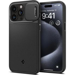 Spigen Optik Armor MagSafe iPhone 15 Pro Max Hoesje Camera Slider Zwart