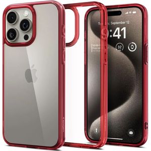 Spigen Ultra Hybrid Case Compatibel met iPhone 15 Pro Max hoesje -Deep Red