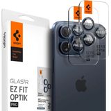 Spigen Glas.tR EZ Fit Optik Pro Camera Screenprotector compatibel met iPhone 15 Pro, iPhone 15 Pro Max, Blauw titanium, Geen storing voor flitsfunctie