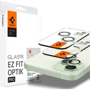 Spigen Glass tR EZ Fit Optik Pro 2 Pack - green - iPhone 15/15 Plus/14/14 Plus