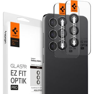 Spigen Optik Pro Geschikt voor Samsung Galaxy S24 Plus - Camera Lens Protector Glas - 2-Pack - Zwart